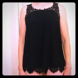 Black Lace Tank Blouse
